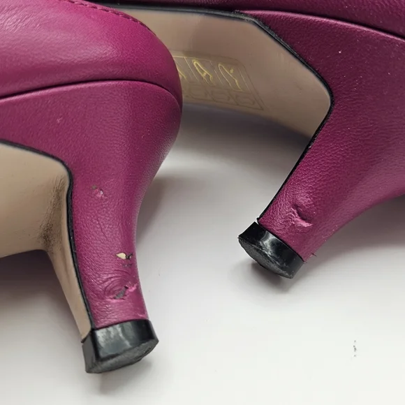 Gucci Zumi leather mules slides kitten heel shoes fuschia 35.5 size 5 - Picture 7 of 12